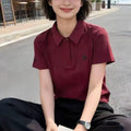 Women's basic solid color short-sleeved cotton POLO shirts summer