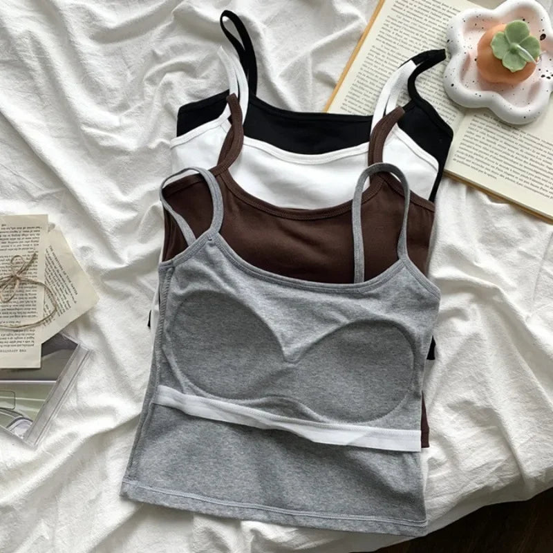 Women's Solid Color Spaghetti Straps Sleeveless Slim Camisole with