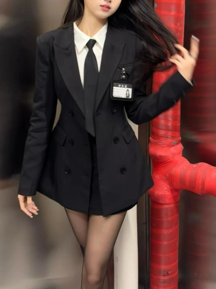 Korean Style Elegant Women 3 Piece Set Slim Blazer Coat + Design