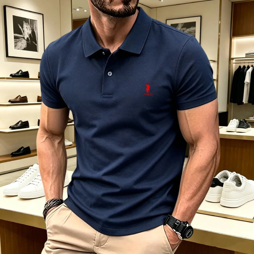100% pure cotton high-end brand men's short sleeve polo shirt