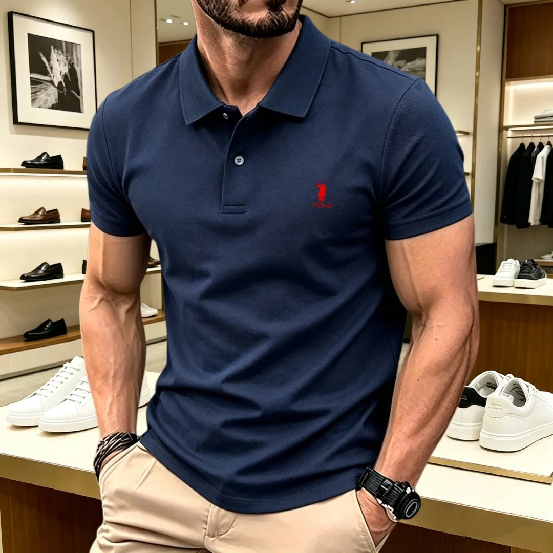 100% pure cotton high-end brand men's short sleeve polo shirt