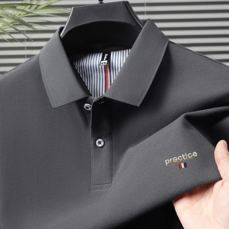 100% Pure Cotton Men's Classic Embroidered Polo Shirt Luxury