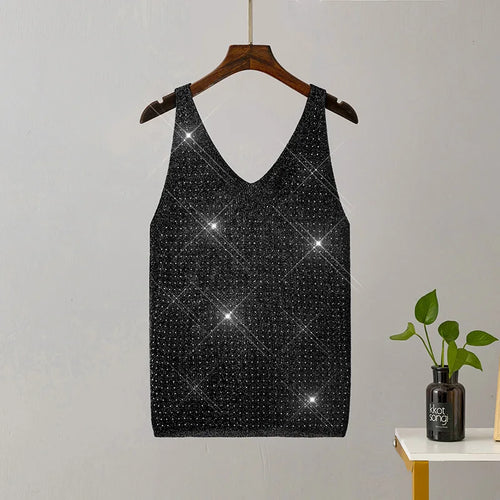 15 Colors Sequined Patchwork Women Sleeveless Bright Tank Tops Sexy