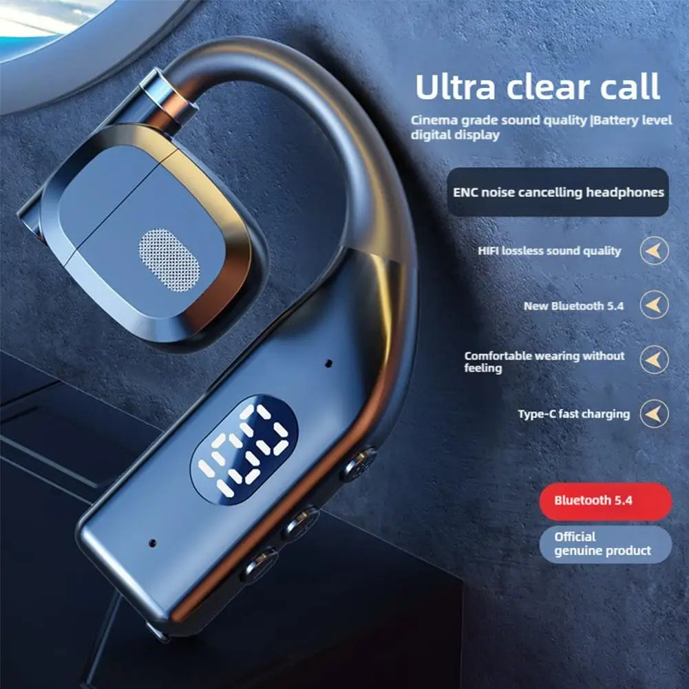 Wireless Bluetooth 5.4 Headphones With LED Display Earphones With Mic