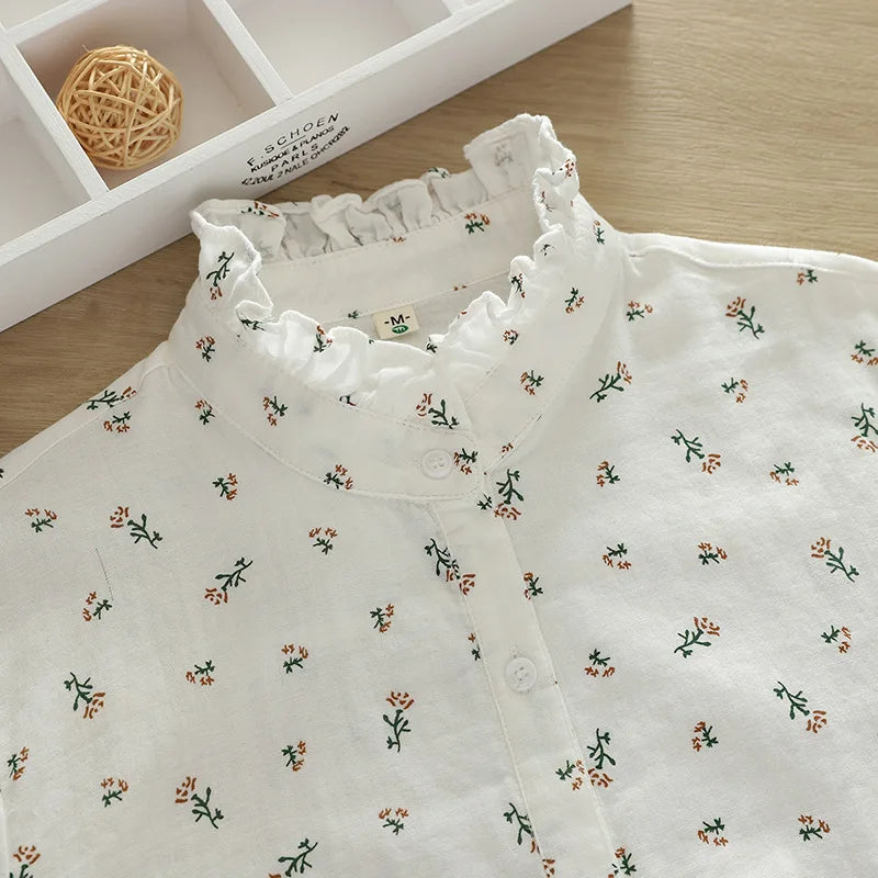 Exquisite Floral Printed Shirt Women 2026 New Sweet Fresh Style Ladies