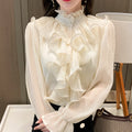 NEW High Quality Vintage Ruffles Clothes Lace Blouse Women Spring