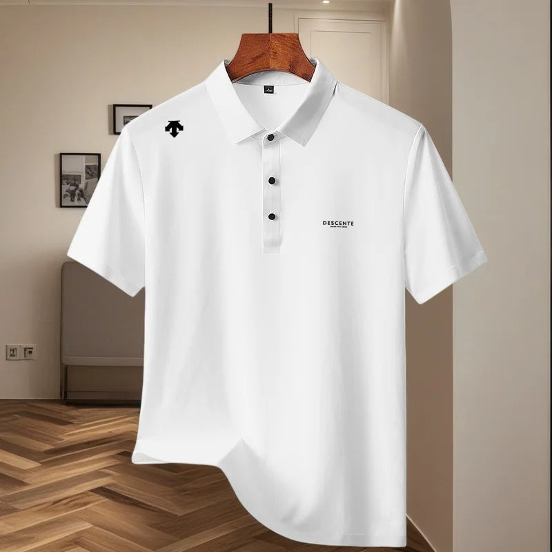 High quality ice silk polo shirt short sleeved men's sports brand