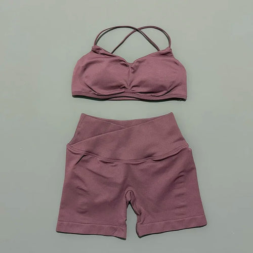 2 Piece Vision Gym Set Women Yoga Crop Top High Waist Scrunch Seamless