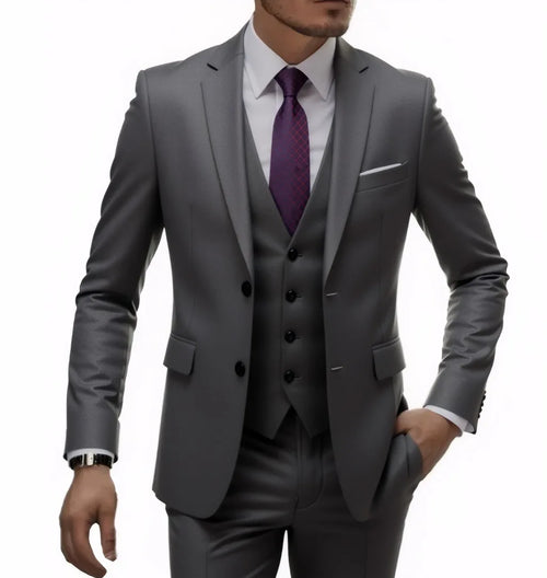 13 Color Basic Style Men's Casual Solid Color 3 Pieces Suits / Male