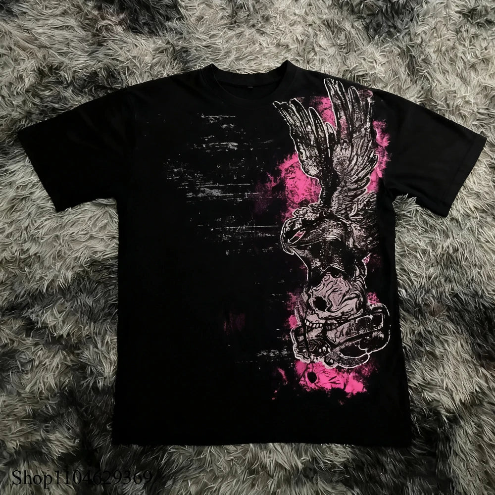Classic Y2K Gothic Style T-shirt Print Oversized T Shirt High Street