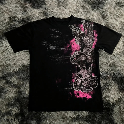 Classic Y2K Gothic Style T-shirt Print Oversized T Shirt High Street