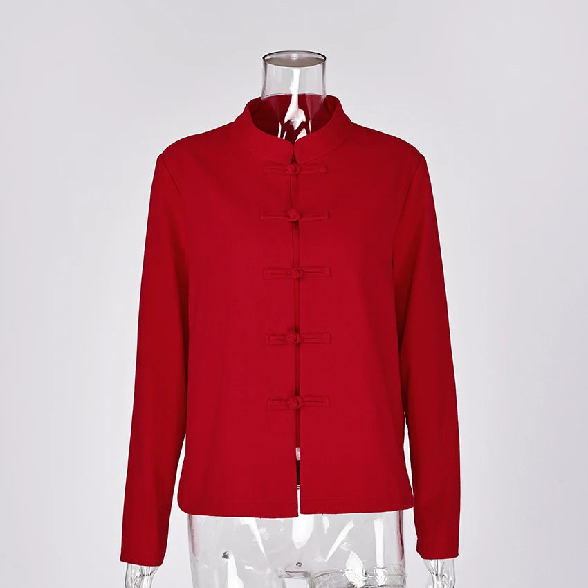 Linad Chinese Style White Single Breasted Blouse Women Summer Vintage