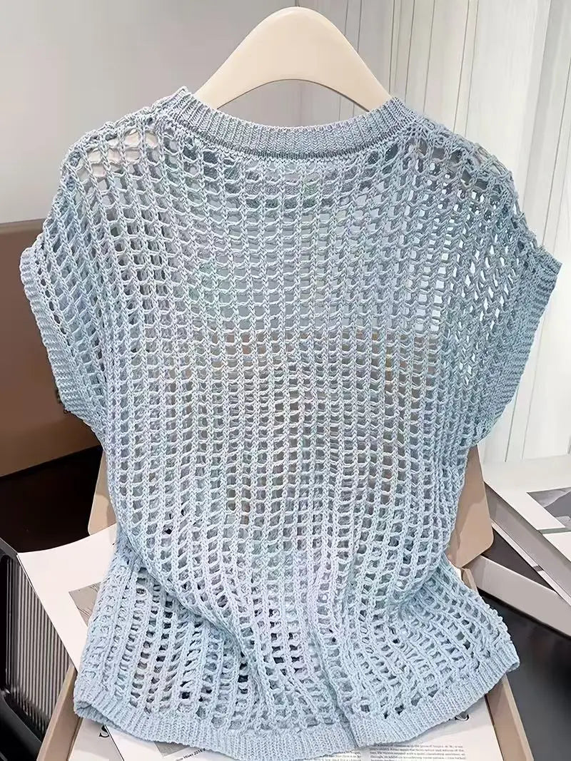 2026 New Women's Summer Knit Openwork Tank Top