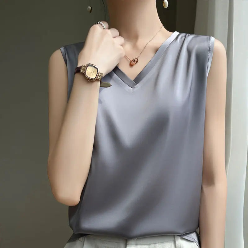 Suspended Tank Top Women's Suit Bottom Imitation Silk 25 New Versatile