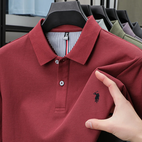 100% pure cotton 2025 summer men's Polo T-shirt high-end designer
