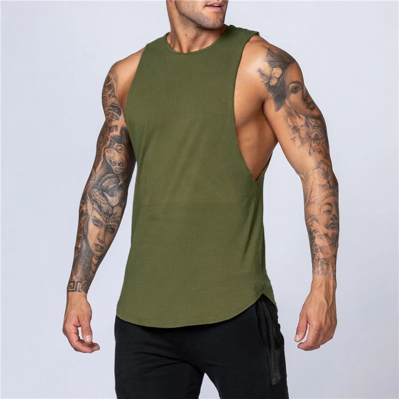 Men's Gym Clothing Summer Fitness Cotton Tank Top Men Jogging