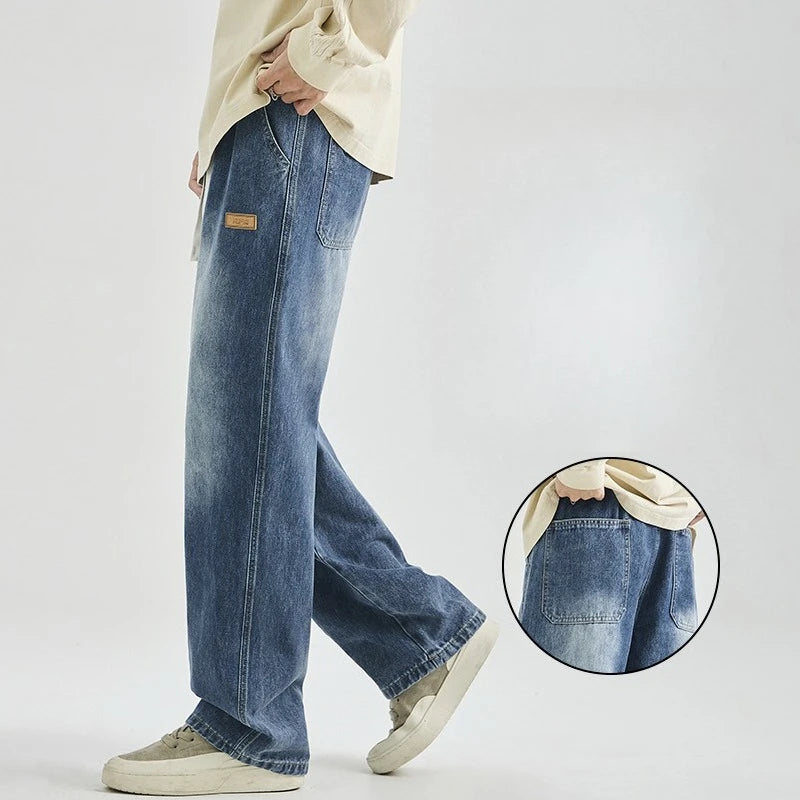 2026 Spring Summer Loose Straight Men's Jeans High Street Wide Leg