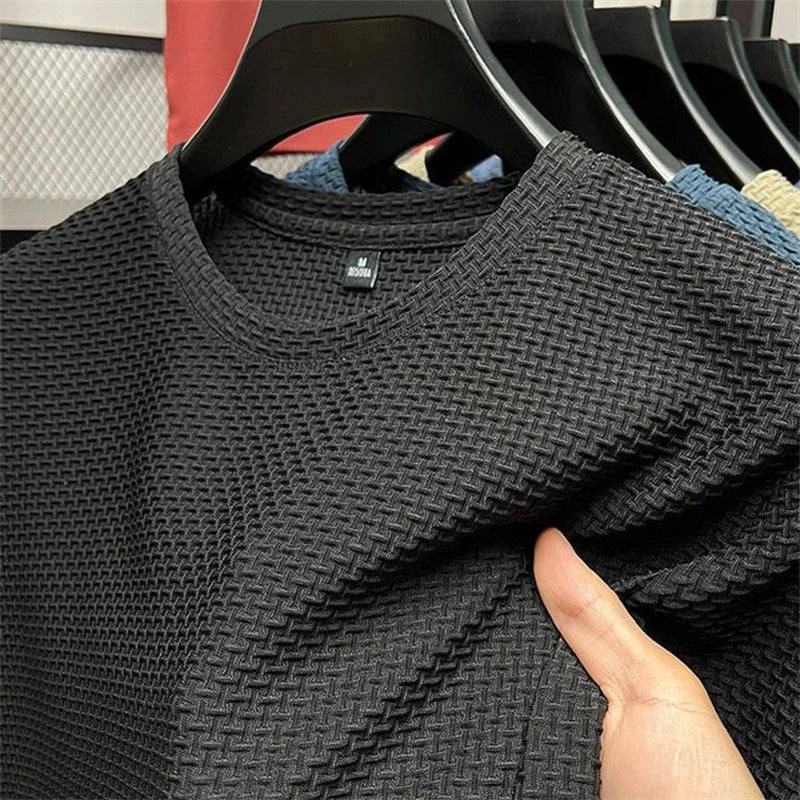 Summer Mesh Ice Silk T-shirt Men's Short Sleeve Round Neck 2023 New