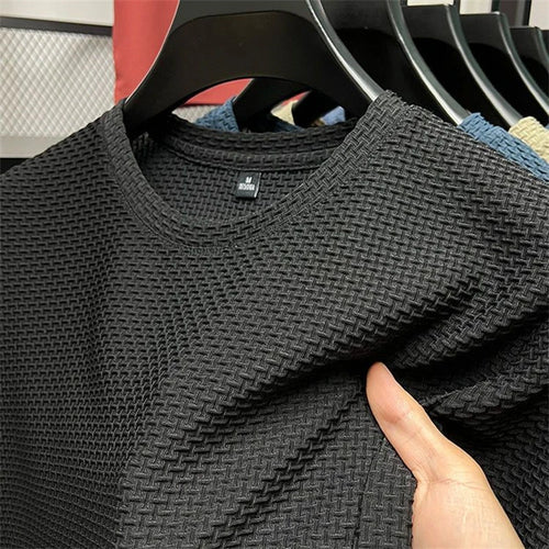 Summer Mesh Ice Silk T-shirt Men's Short Sleeve Round Neck 2023 New