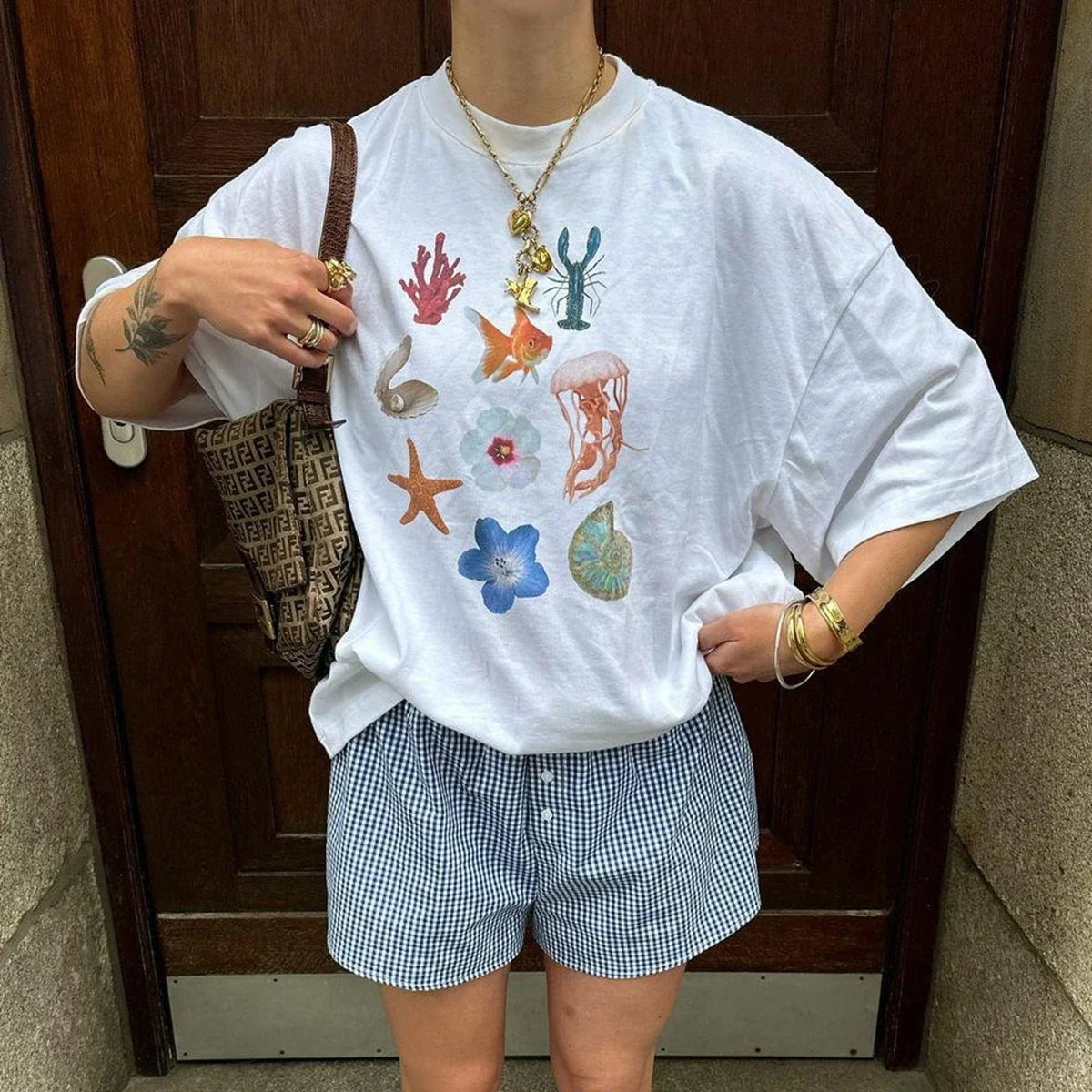 American Simple Y2K Women's Personality Printed T-shirt Summer INS