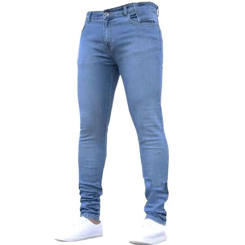 Solid Color Fashion Men Casual Pants Stretch Jeans Skinny Work