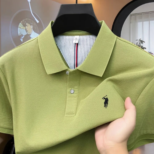 100% pure cotton high-end brand men's short sleeve polo shirt 2026