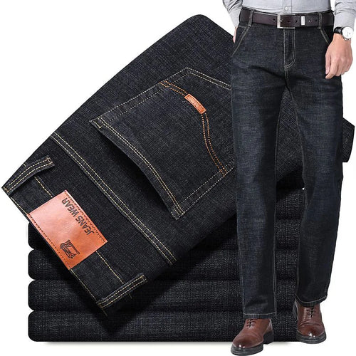 2024 Fashion Men Stretch Loose Straight Jeans Casual Elastic Slim Fit