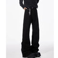 American basic washed black micro flared jeans men's stretch straight