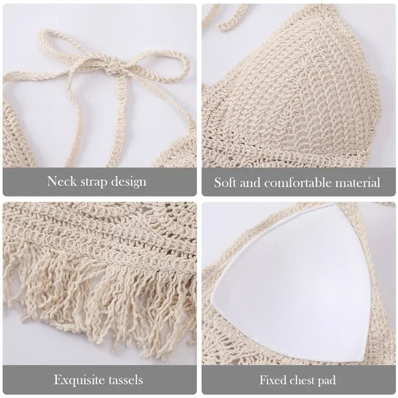 2024 Summer Sexy Beach Short Crop Top for Women Lightweight Hollow Out