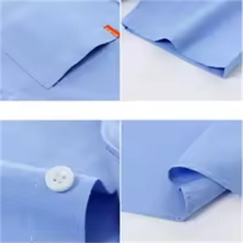 100% Cotton Men's Oxford Shirts Short Sleeve Solid Color Turn Down