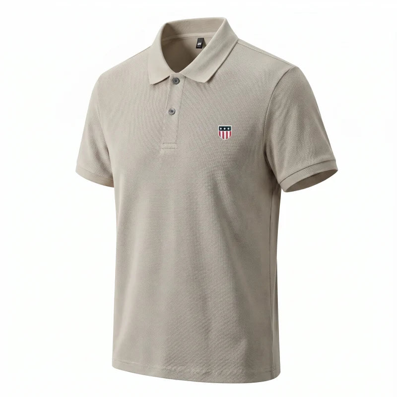 Luxury brand men's summer short-sleeved POLO shirt printed pure cotton