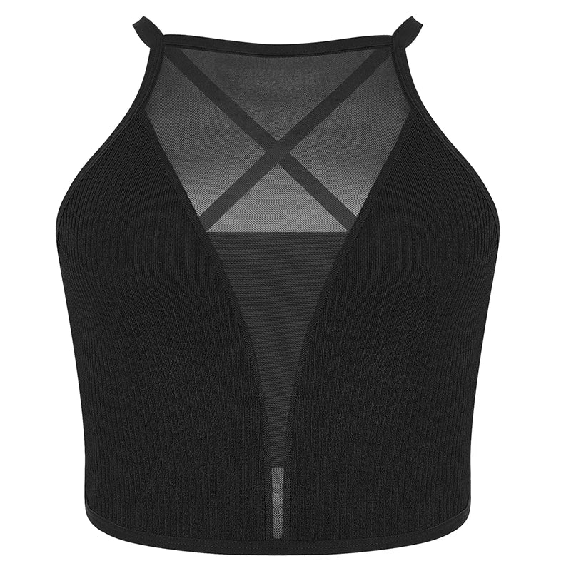 1pcs Sexy Mesh Camisole Crop Top Corset Ribbed Backless Underwear Hot