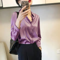 All-match Satin Finish Shirts And Blouses Women Clothing Casual Top OL