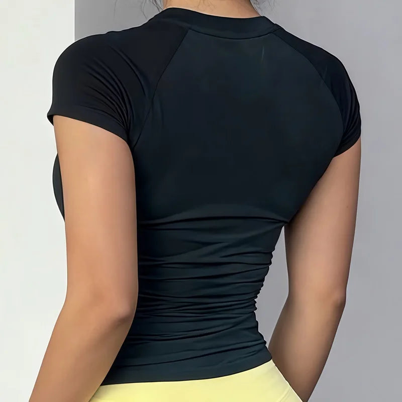 HISTELLO Impact Short Sleeve Top Women Gym Yoga Top Workout Clothes