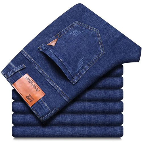 2024 Fashion Men Stretch Loose Straight Jeans Casual Elastic Slim Fit
