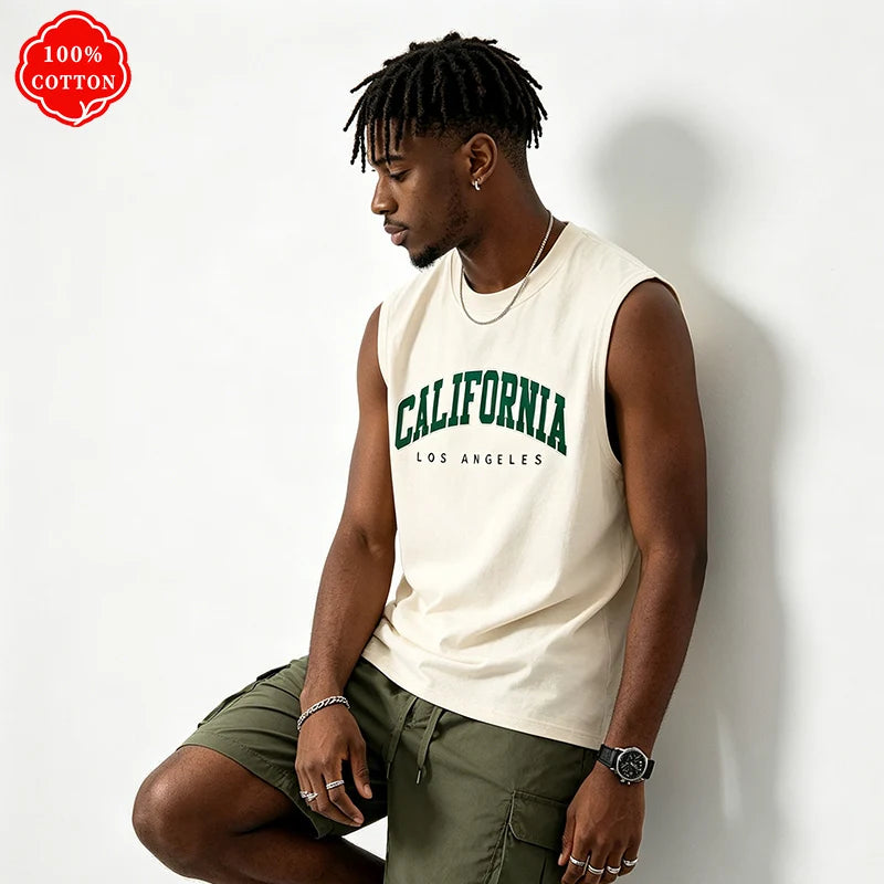 100% pure cotton men's summer casual loose California pattern printed