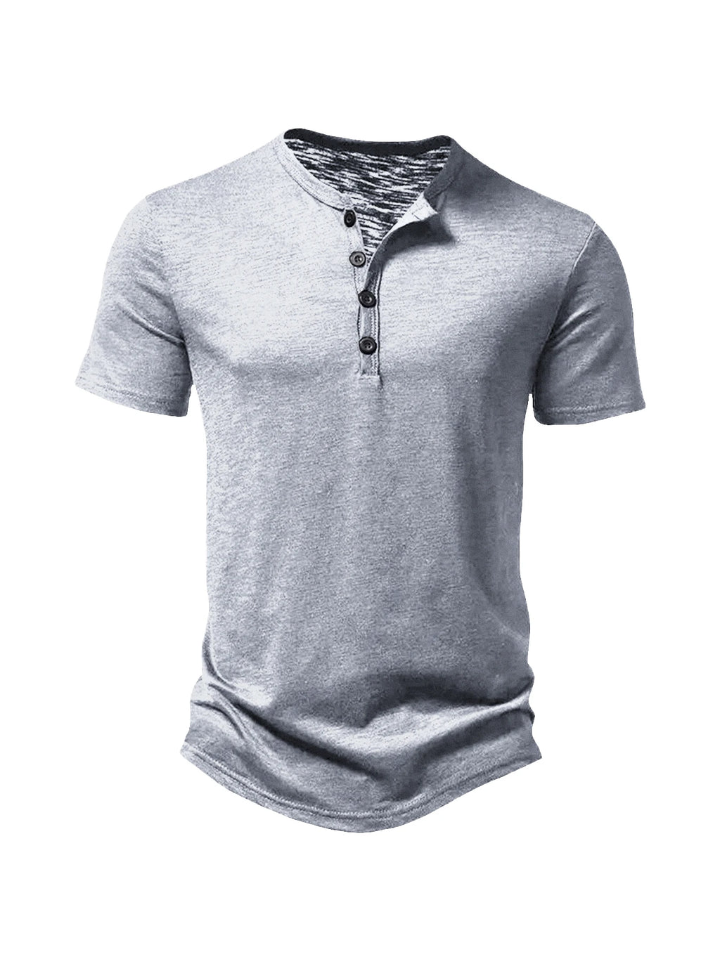 Henley Collar Summer Men's Casual Solid Color O-Neck Short Sleeve Men
