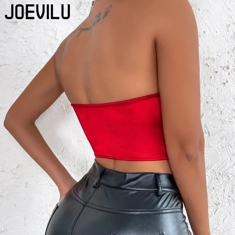 Satin Elastic Corset Women Sexy Off Shoulder Backless Corp Top