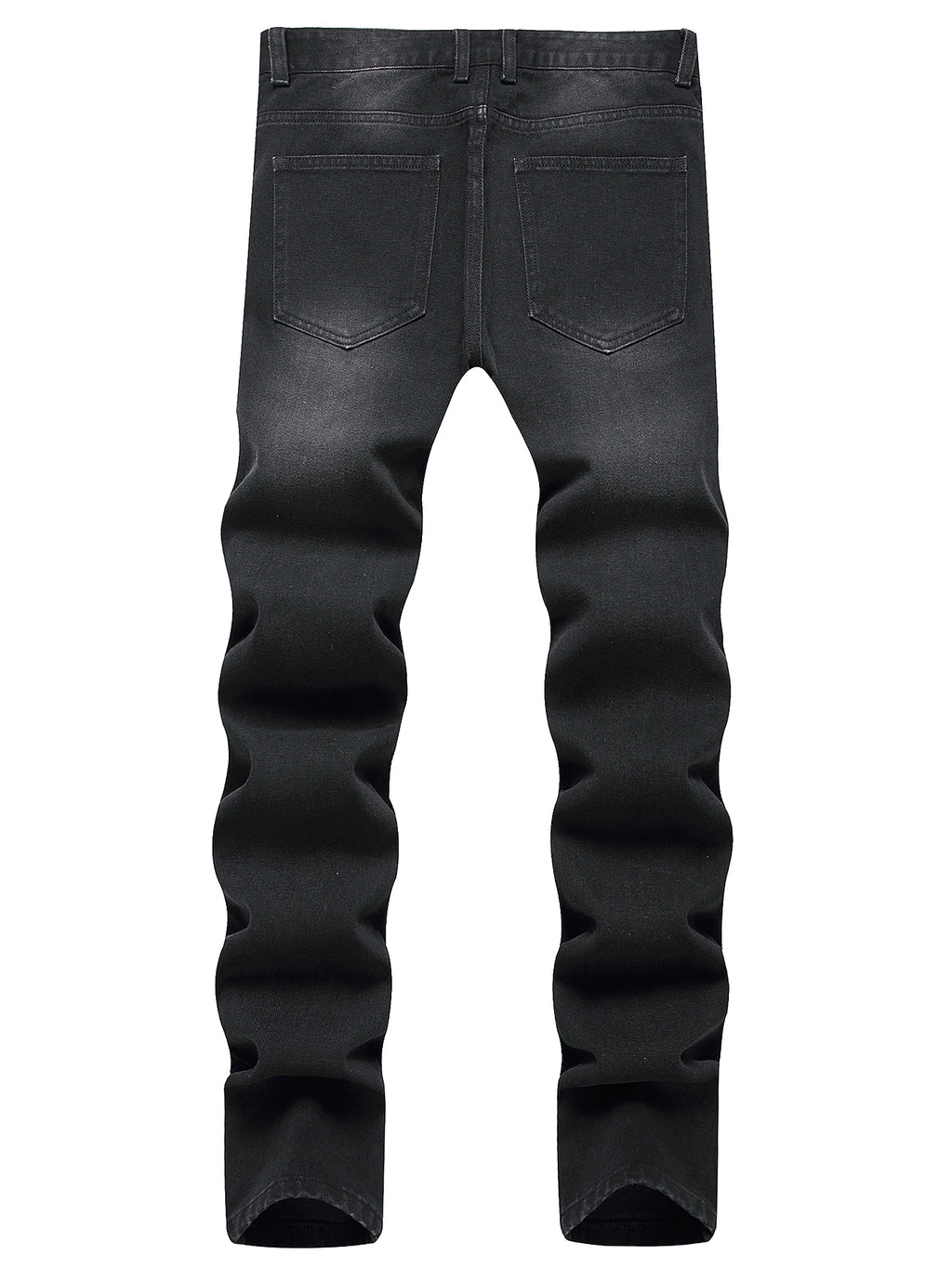 Men's Jeans Black Denim Pants Straight Leg Comfort Mid Waist White