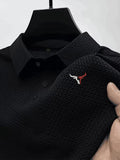 Summer ice silk lapel men's short-sleeved T-shirt, men's top