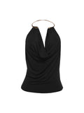 Sisterlinda Backless Metal Snake Camisole Women Halter Swing Collar