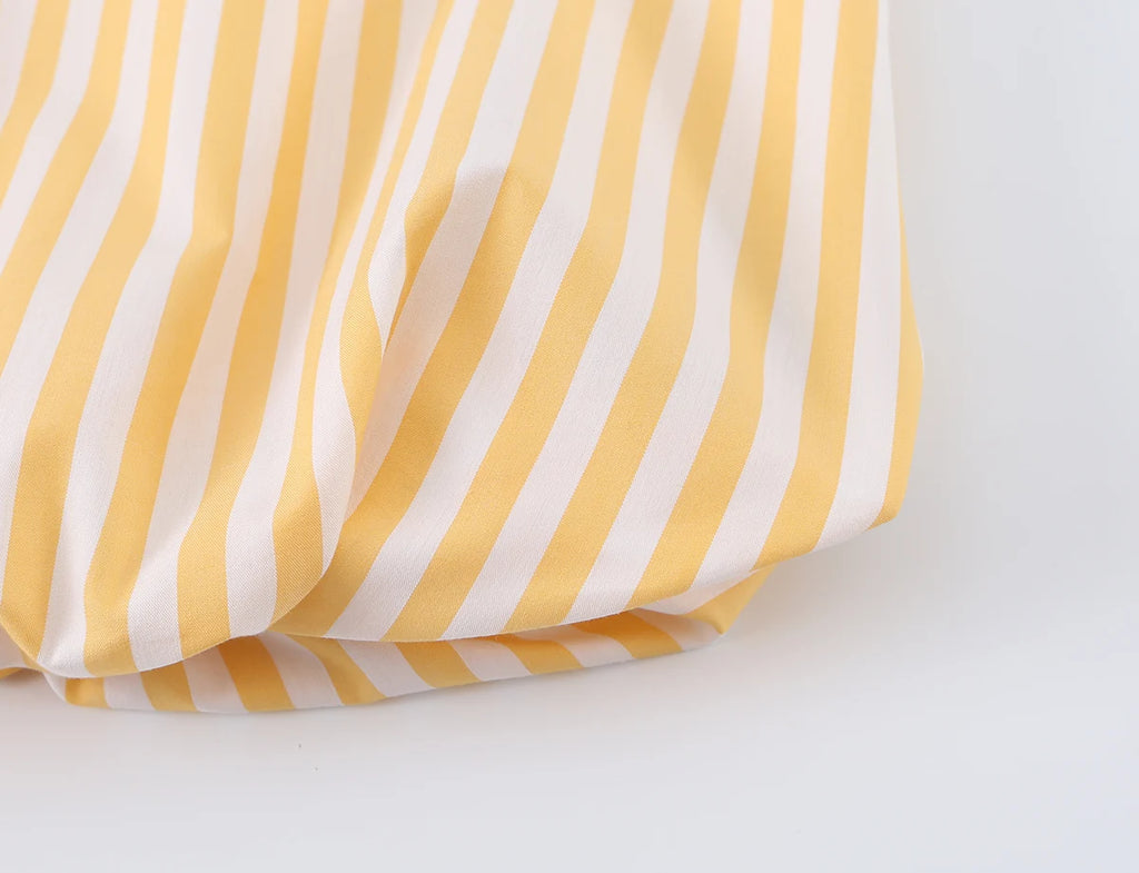 BSAY Women's Halter Neck Striped Tank Top Yellow White Striped Bow Tie