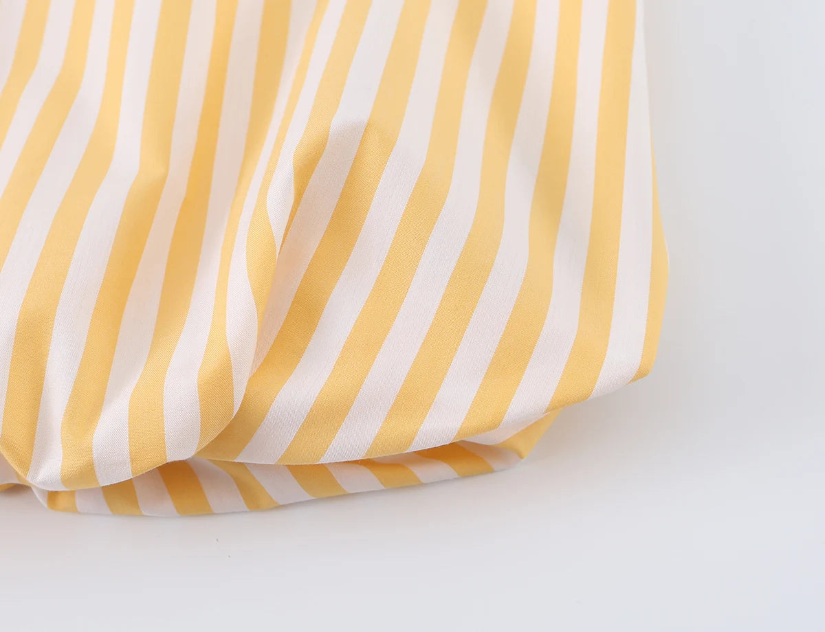 BSAY Women's Halter Neck Striped Tank Top Yellow White Striped Bow Tie