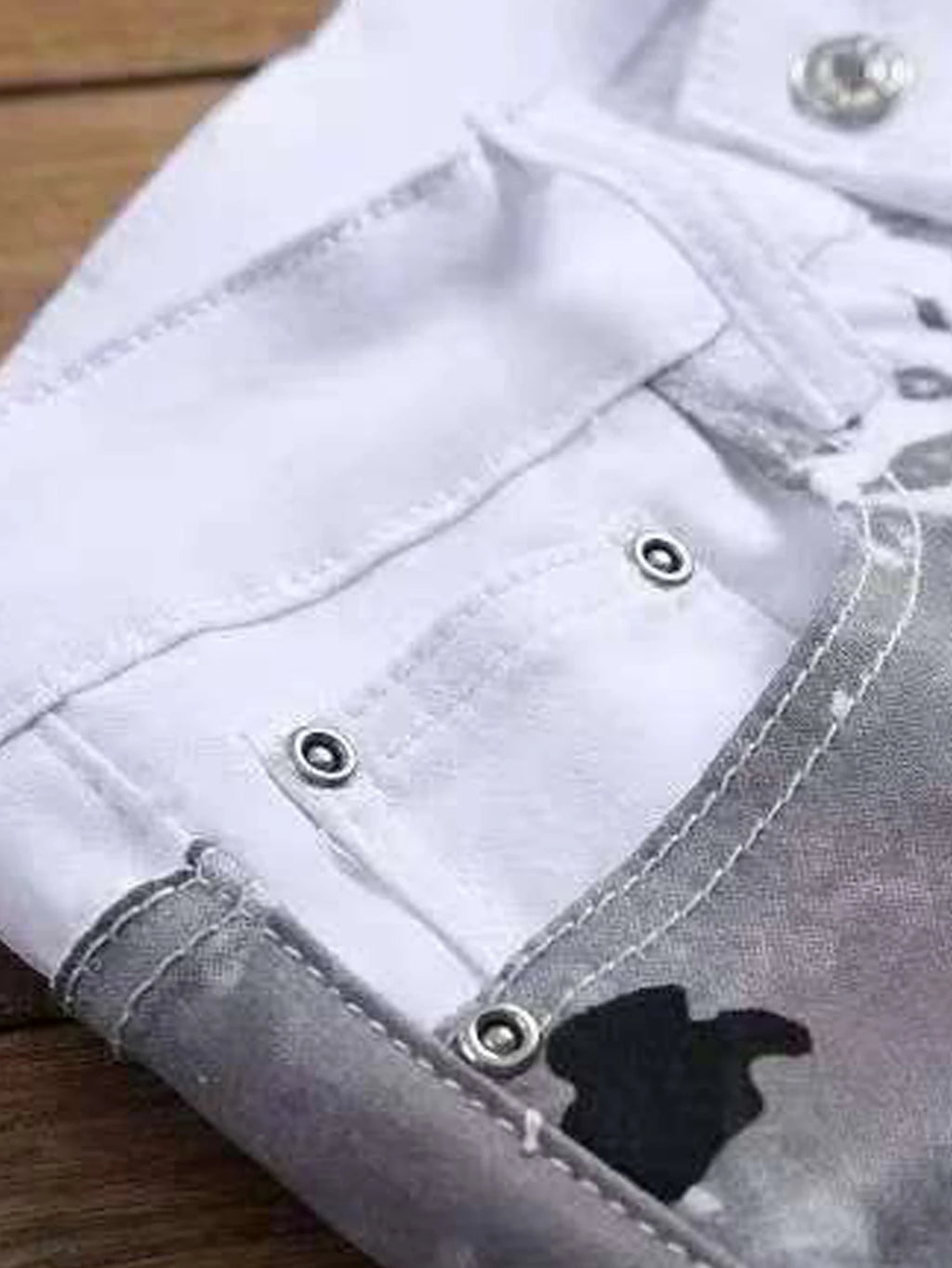 Men's Jeans Casual Black And Grey Printed Denim Pants Slim Fit
