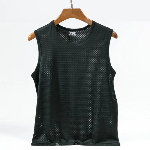 1 PC Men's Ice Silk Mesh Tank Tops Gym Stringer Transparent
