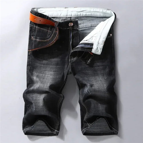 2024 Summer New Denim Shorts Black and Blue Men's Clothing Stretch