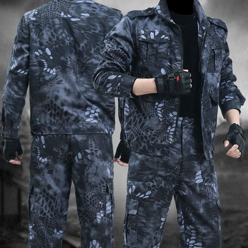 Black Python Pattern Wear-resistant Overalls Labor Insurance Cloth