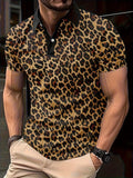 Fashion Leopard Pattern Men's Polos T-Shirts Summer Holiday Short