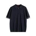 CH Men's Knitted Polo Shirt Half Zipper Lapel Short Sleeve Solid Color