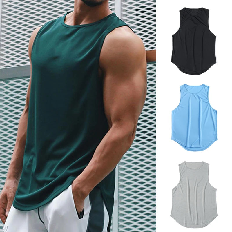 Summer Gym Tank Top Men Mesh Clothing Quick Dry Bodybuilding
